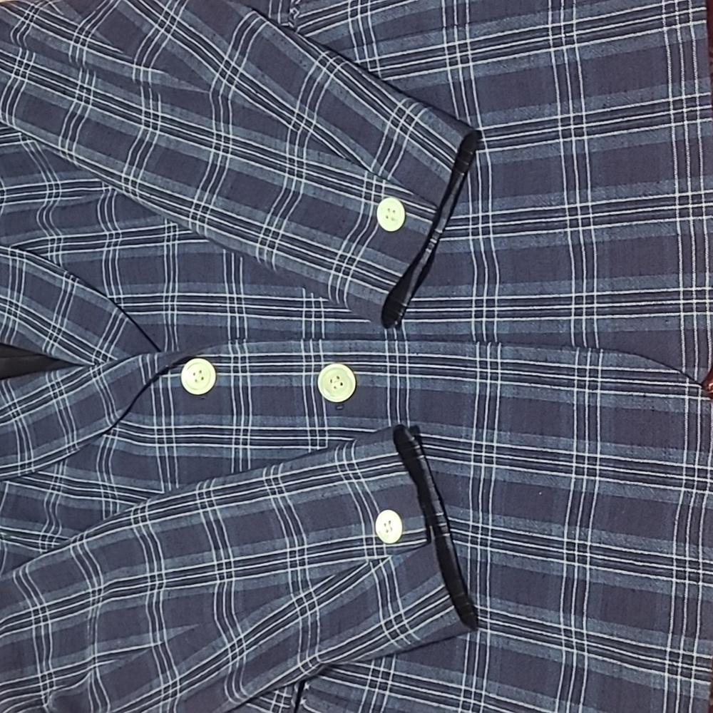 JH Collectibles vintage 90s Plaid Unisex blue Jacket Blazer preppy size 8 - Picture 8 of 9